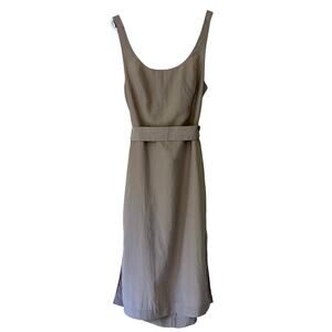 J.O.A. Midi neutral tank open back tie waist Minimalist quiet luxury beige tan L